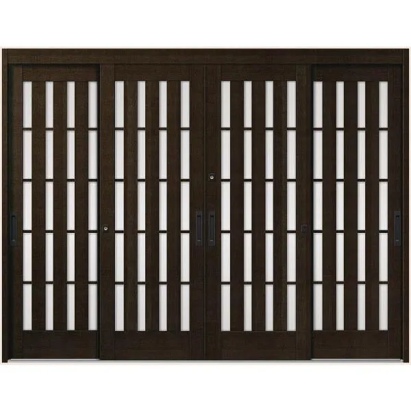 玄関引戸 花伝 K6 4枚建て 94型 板子格子 内付枠 ランマなし 26022 W：2,604mm × H：2,280mm LIXIL リクシル TOSTEM トステム