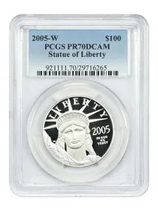 2005-W 100ドル 自由の女神像 PCGS PR70DCAM - 100ドル プラチナイーグル