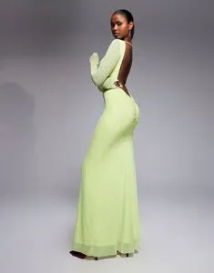 エーエフアールエム レディース トップス ワンピース オープンバック マキシ AFRM Talmo long sleeve boatneck maxi dress with open back detail in citrus pin dot CITRUS PIN DOT