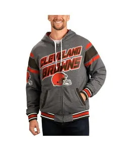 カール バンクス メンズ アウター ジャケット・ブルゾン パーカー G-III Sports by Carl Banks Men's Brown Gray Cleveland Browns Extreme Full Back Reversible Hoodie Full-Zip Jacket Brown ブラウン