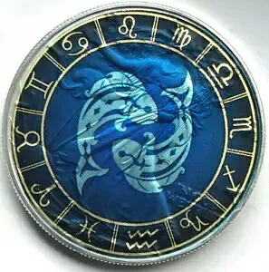 魚座 - ゾディアック - アメリカン シルバー イーグル 1オンス 限定版 0.999 シルバー ダラー コイン