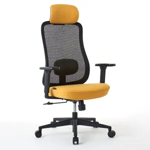 ROOMWORKS(ルームワークス) ワークチェア シンプルベーシック M2シリーズ ブラックベース（イエロー） RM2-BYE [RM2BYE]