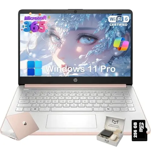 HP (エイチピー) 2025 14インチ ノートパソコン 学生&ビジネス用 Intel(インテル) クアッドコア N150 CPU 16GB RAM 384GB ストレージ (128GB UFS+256GB SDカード) 1年間のOffice 365 軽