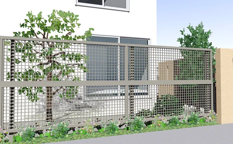 フェンス(工事費込み) ライシスフェンス 7型 井桁格子 アルミ多段柱仕様[幅:1979.5mm 高さ:1200mm カラータイプ:シャイングレー] LIXIL リクシル | 外構 ガーデニング 置くだけ diy おしゃれ 160 1800 h1500 2m 高さ180 単品可 板 支柱 モダン シート つる フラワースタンド