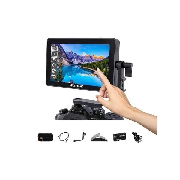 ANDYCINE A6 Plus V2 6" Touch Screen Camera Field Monitor Bundle - Full HD 1920x1080, 4K HDMI Input, 3D LUT, Waveform, Focus Assist with Batte_並行輸入