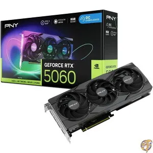 【5日最大1500円クーポン】PNY NVIDIA GeForce RTX 5060 8GB ARGB オーバークロックトリプルファン グラフィックスカード (DLSS 4、PCIe 5.0、HDMI/DP 2.1、2スロット、Epic-X RGB Lighting)