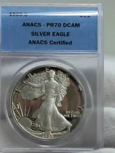 1989年 S US プルーフ シルバー イーグル $1 ANACS PR70 DCAM