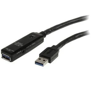 StarTech.com [USB3AAEXT10M] USBケーブル/USB 3.0(5Gbps)/10m/アクティブタイプ/Type-A-Type-A/オス-メス/ACアダプター付属/ブラック/USB 延長コード/リピーター ロング エクステンダー ケーブル