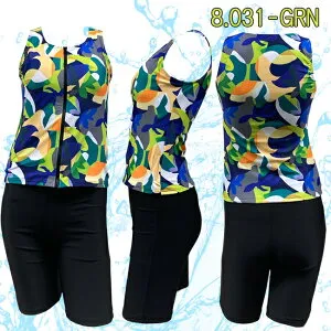 【ポイント3倍対象商品！24日(金)20:00-27日(月)9:59まで】フィットネス水着 セパレート水着 レディース スナップ付 パットポケット付 レディースMASHALO 女性用 総裏仕様 【101261-0-NS】