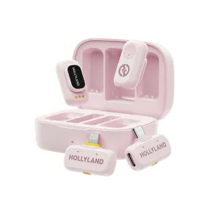 Hollyland ワイヤレスマイク LARK A1 コンボ(クラウドピンク/送信機 x2 + USB-C受信機 + Lightning受信機 + 充電ケースセット)