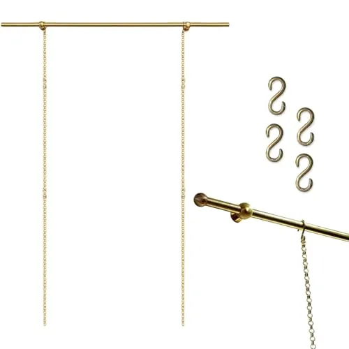 壁掛 真鍮製ピクチャーレール ギャラリーバー アート絵画 吊りレール チェーン式高さ調節 複数フレーム同時展示可能 美術館 学校 ホテル 自宅用 壁付け アート展示用 絵画 写真対応 50-250cm(1.70m (66.9in))