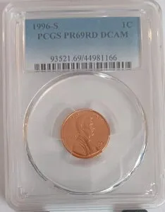 1996年 S リンカーン記念セント チョイスプルーフ 1セント PCGS PR69RD DCAM