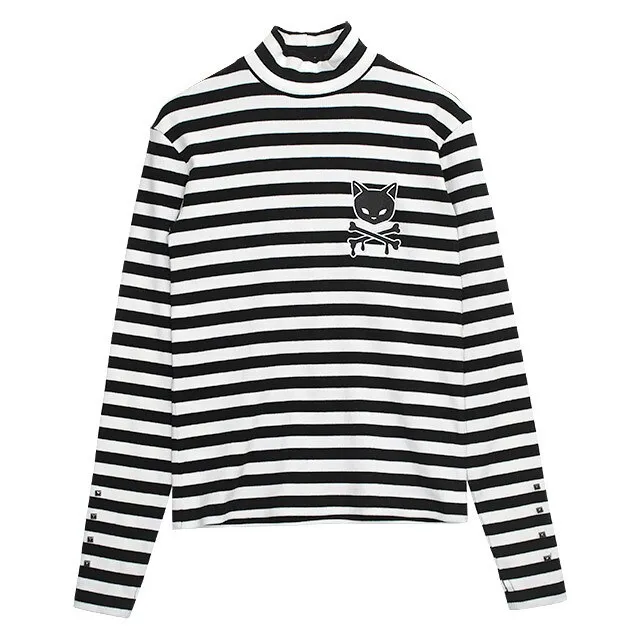 [マルイ]LISTEN FLAVOR 黒猫同盟スタッズリブトップ【BORDER】/LISTEN FLAVOR（LISTEN FLAVOR） ボーダー