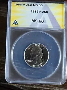 1986-P ワシントン クォーター - ANACS グレード MS66! 素晴らしいコインです!!!