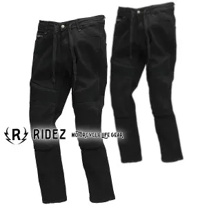 ★送料無料★RIDEZ SLIM FIT JOGGER PANTS RDB1032 《BLACK》シャーリング機能装備バイク用 ライディングパンツ /ライズ