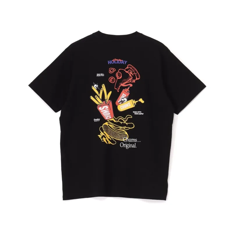 2026春夏 チャムス メンズ アウトドアカジュアル 半袖Ｔシャツ Anti-Bug Fast Food Pocket T-Shirt CH01-2715 K001 : ブラック CHUMS