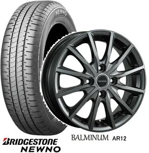 【サマータイヤ＆アルミホイール4本セット】【14インチ】【ブリヂストン ニューノ】【ブリヂストン バルミナAR12】【155/65R14】【14X4.5J 4穴 PCD：100】【軽自動車用】N-BOX,ムーブ、ワゴンR