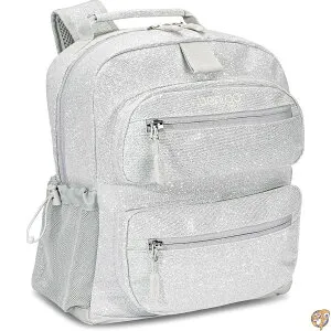 【5日最大1500円クーポン】Bentgo Kids Backpack - Glitter Designed Lightweight 14 for School, Travel & Daycare Roomy Interior, Durable Water-Resistant Fabric Loop Lunch Bag (Glitter Edition Silver)