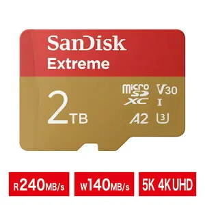 microSDカード｜microSDXC｜2TB｜SanDisk サンディスク｜高耐久｜読込:240MB/s 書込:140MB/s｜防水｜耐温度｜耐湿度｜耐落下｜耐衝撃｜耐磁｜耐X線｜耐摩耗｜4K UHD｜ドローン｜A2｜U3｜SDSQXAV-2T00-GN6MN 【