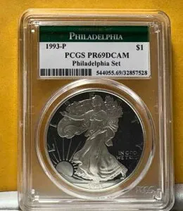 1993年 シルバーイーグル 希少フィラデルフィアセットより PCGS PR69DCAM PCGS-32857528