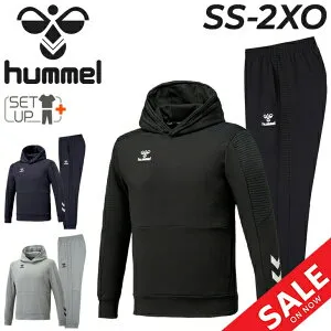送料無料 ヒュンメル スウェット メンズ 上下 hummel プルオーバーパーカー パンツ セットアップ トレーニングウェア 上下組 大きいサイズ 男性 吸汗速乾 スエット パーカ ロングパンツ サッ