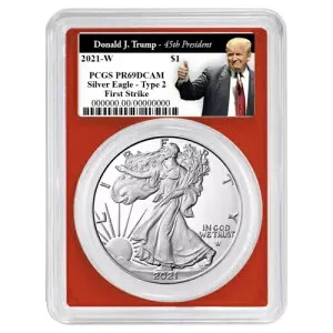 2021-W プルーフ $1 タイプ 2 アメリカン シルバー イーグル PCGS PR69DCAM FS トランプ第 45 代大統領...