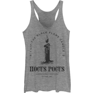 ディズニー レディース トップス Tシャツ Disney's Hocus Pocus Juniors' Black Flame Candle Stamp Tank Top Gray Heather グレー