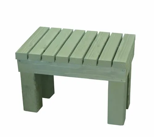 WOODPRO 濡れ縁 縁台 ベンチ(国産杉 板幅6.5cm) 幅59cm 奥行40cm 高さ38.6cm GG（グレイッシュグリーン）色 縁側 腰掛け 木製 庭 ガーデンベンチ ベランダ 国内生産 受注生産