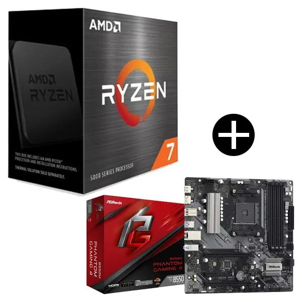 国内正規品 AMD Ryzen 7 5700X W/O Cooler CPU + ASRock B550M Phantom Gaming 4 MicroATXマザーボード セット