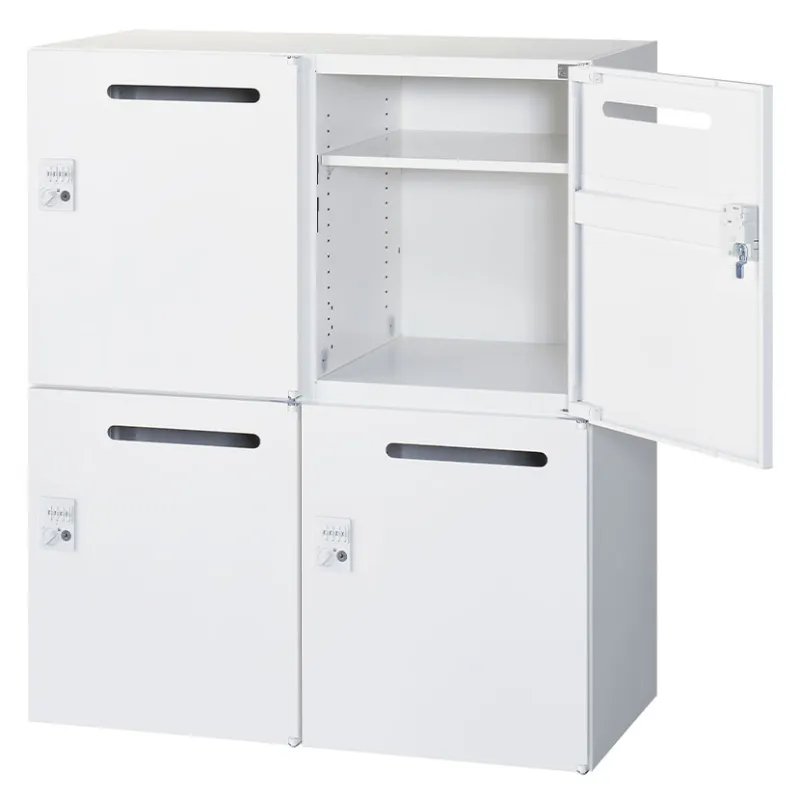 クウォール 4人用 2列2段 メールボックス ダイヤル錠 鍵付き ホワイト ミニロッカー 幅900×奥行400×高さ1050mm メールロッカー パーソナルロッカー 個人ロッカー RW4-N410P-D2 【国産】 【完成品】