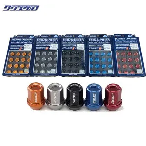 4穴車用 新品 RAYS レイズ DURA NUTS ジュラルミン ロック＆ナットセット L32 ストレート 4H用 19HEX M12x1.5 M12x1.25 オレンジ/ガンメタ/ブラック/ブルー/レッド 4穴用 ホイールナット ロックナット 60° 6