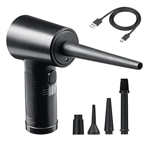 サンワダイレクト 電動エアダスター 充電式 強力 ノズル5種類付属 LED付き 風量3段階調整 PC 掃除 1個 200-CD080