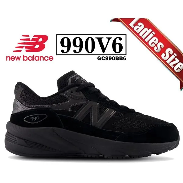 ニューバランス 990 V6 ガールズ NEW BALANCE GC990BB6 TRIPLE BLACK トリプル ブラック スニーカー オールブラック MEDIUM キッズ レディース アジアメイド