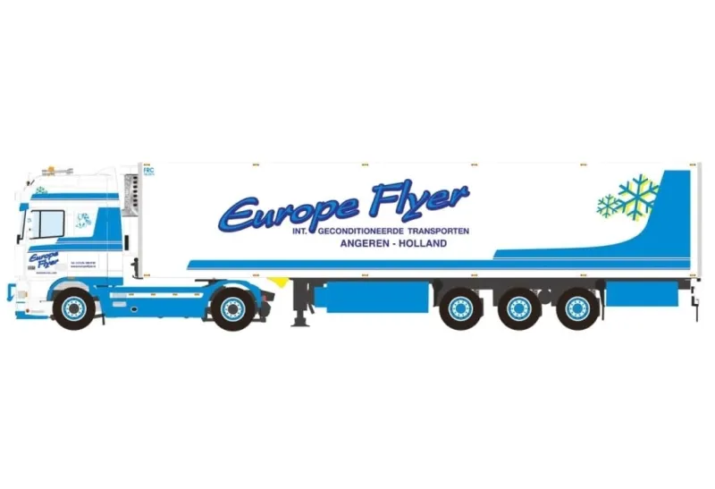 WSI MODELS 予約 ミニカー 1/50 Europe Flyer DAF 95XF SUPER SPACE CAB 4X2 REEFER TRAILER - 3 AXLE [01-4743]