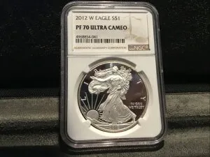 2012-W 1ドル アメリカン プルーフ シルバー イーグル ドル コイン NGC PF 70 UNTRA CAMO