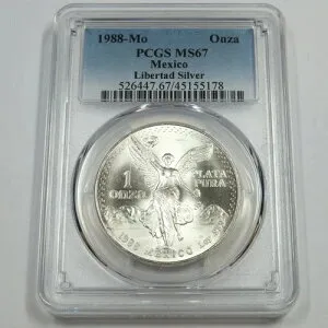 1988年 Mo PCGS MS67- メキシコ - 1オンス シルバー Libertad Onza #46588A-