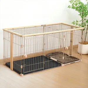 犬 ケージ トイレ付き ペットサークル 幅111cm 室内 サークル 分離型 ペットケージ ゲージ トイレのしつけができる 屋根付き 犬用 オシャレ おしゃれ 小型犬 中型犬 (111×54cm)