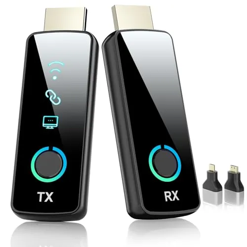 「2026年新登場」Tongtion ワイヤレス hdmi 送受信機 セット hdmi 無線化 ワイヤレス 小型 LEDディスプレイ搭載 挿すだけ使える WIFI&設定不要 1080P@60Hz/2.4G+5G/50m無線伝送 映像音声同期出力 テレビ/P