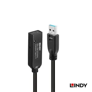 LINDY 20m USB3.2 Gen1 Type-A to Type-C オス/メス アクティブ延長ケーブル 20m USB 延長ケーブル Type-A to Type-C USB3.2 Gen1 5Gbps アクティブ リピーターケーブル 信号増幅 安定転送 抜け防止 フック付 給電ポ