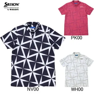 スリクソン by デサント SRIXON サンスクリーン ウインドミルプリント 半袖ポロシャツ RGMXJA01 メンズ 総柄 ゴルフウエア
