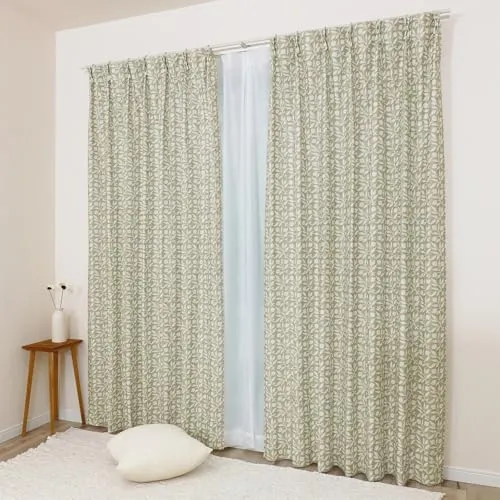 [カエイレース] 防炎 カーテン 2枚セット【日本製 144サイズ】ウィリアムモリス 【 Rosehip ローズヒップ 】遮光3級(遮光率99.40%以上99.80%未満)防炎 遮熱 保温 ウォッシャブル 【幅150ｃｍ×丈185ｃｍ 】