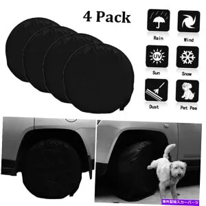 Wheel Covers Set of 4 防水300Dタイヤは4輪用のRVトレーラーキャンピングカー車のトラック黒のセットをカバー Waterproof 300D Tire Covers Set Of 4 Wheel For RV Trailer Camper Car Truck Black 【並行輸入品】