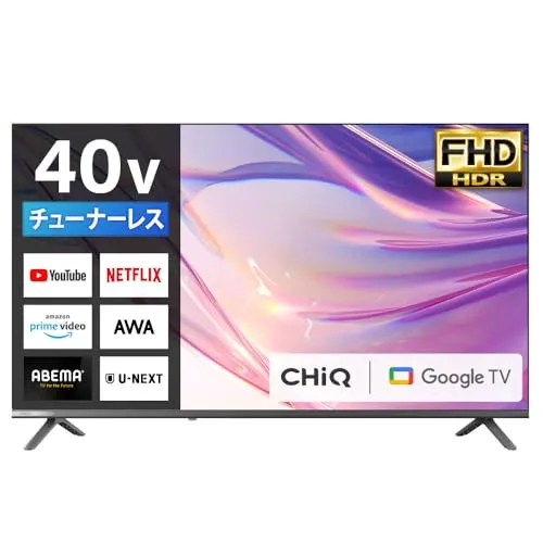 チューナーレス テレビ 40型 Googleテレビ 40インチ スマートテレビ HDR対応 GoogleCast スマホ連動 Bluetooth Googleアシスタント Dolby Audio HDMI3系統 YouTube Prime Video JL