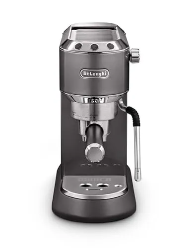 De'Longhi (デロンギ) エスプレッソメーカー デディカ アルテ EC885J-GY カプチーノ ラテアート エスプレッソマシン 二重構造スチーム管 スリムデザイン 充実の付属品 [グレー] デロンギファミリー登録で3年保証