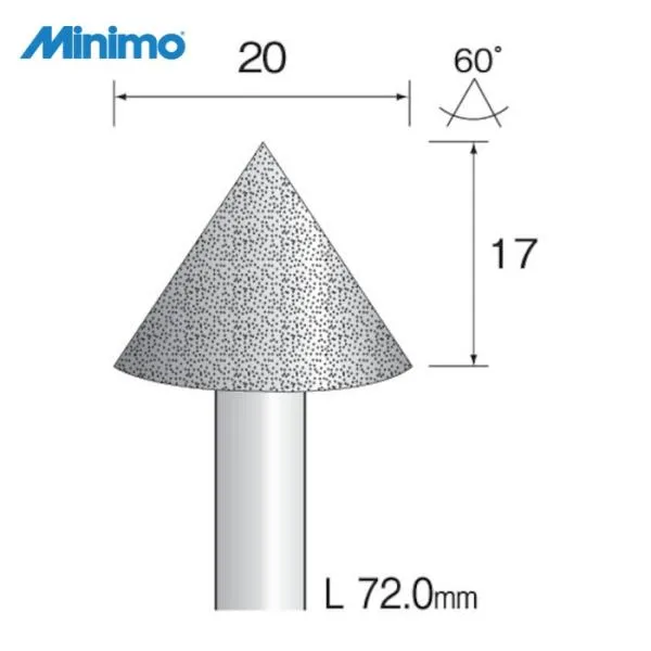 ミニター Minimo AD3283 電着ダイヤモンドバー#120 Φ20 (1本)
