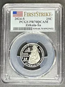 2024-S プルーフ Zitkala-Sa クォーター PCGS PR-70 DCAM、3 点購入で $5 オフ!!!