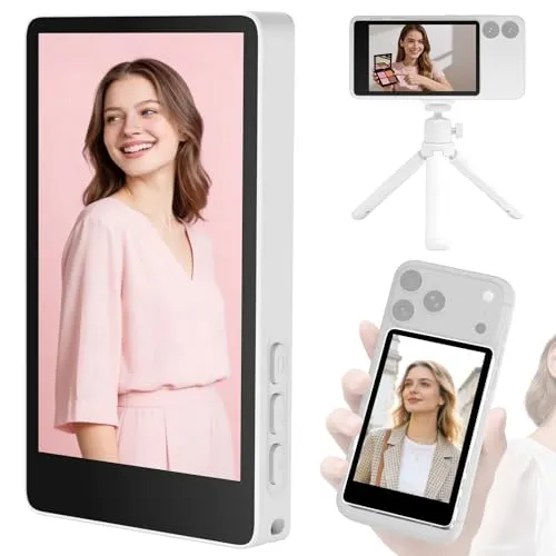 【4K対応】BETTDOW スマホ用自撮りモニター iPhone/Android適用 有線/無線接続 リアカメラ撮影 リアルタイムミラーリング スピーカー搭載 音量/輝度調整可 マグネット固定 Vlog撮影/ライブ配信/TikTok/YouTubeに最適