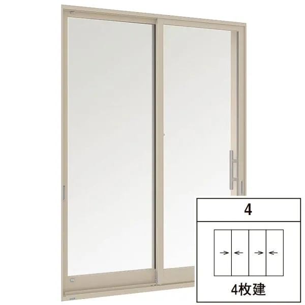 LIXIL セレクトサッシPG 引違い 4枚建て Low-E複層ガラス / アルミスペーサー仕様 36622 W：3,700mm × H：2,230mm リクシル TOSTEM トステム