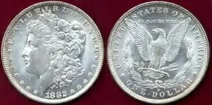 1882-O $1-リッチ ミント ラスター & ゴールド トーニング オリジナル カラー & 表面 モーガン ドル+