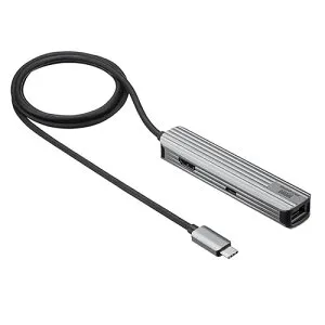 サンワサプライ USB Type-Cマルチ変換アダプタ HDMI+LAN付 ケーブル1m USB-3TCHLP7S-1